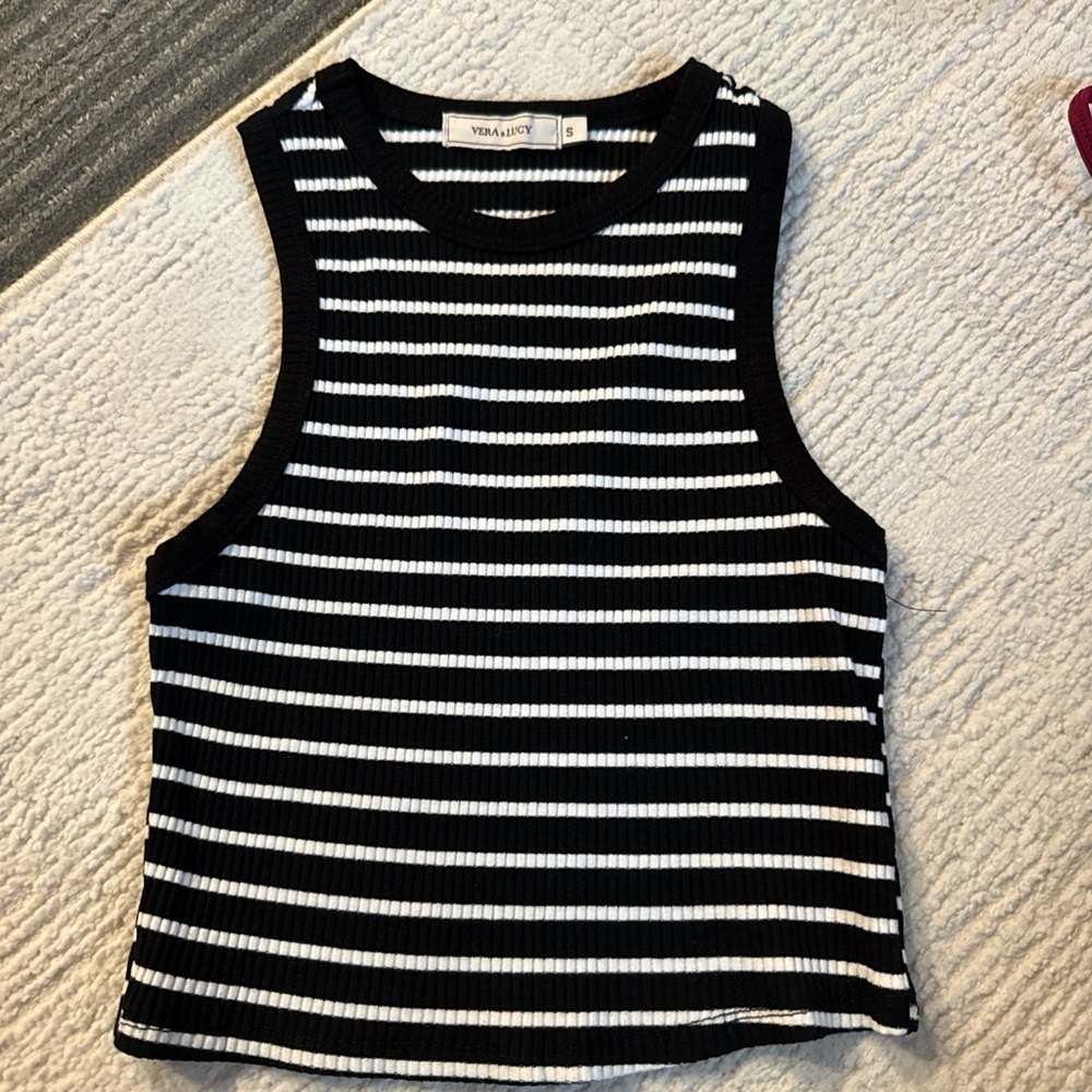 Juicy Couture Black and White Striped Tank Top